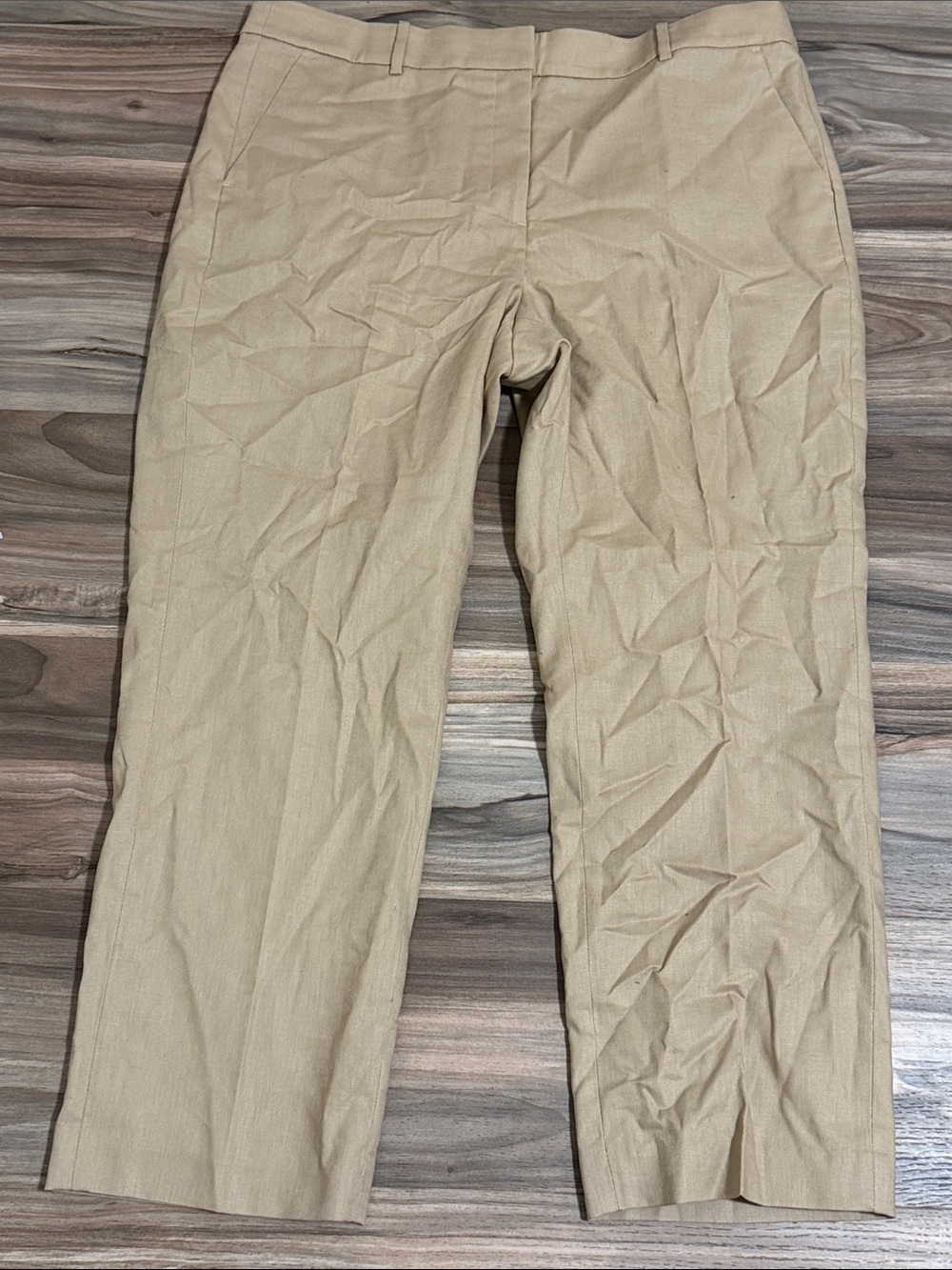 J. Crew Kallie Pant Women's 16 High Rise Trousers Tan Linen Blend Minimal Office